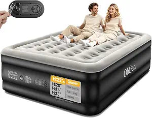 OhGeni 22" Raised Air Mattress Queen with Built in Pump, Inflatable Blow Up Mattress, Upgraded Surface Portable Bed for Home, Camping, Colchone Inflable, Ideal Sleep Solution for Guests, 650lbs