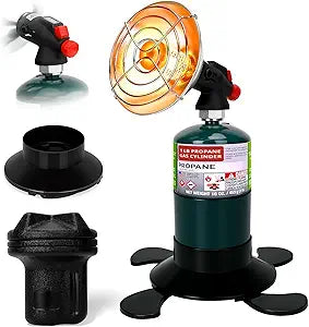 Portable Propane Heater for Camping, Cordless Outdoor Heater with Foldable Tank Holder Small Gas Heaters, Adjustable Radiant Camping Heaters for Winter Hiking, Ice Fishing & Hunting (Black, small)