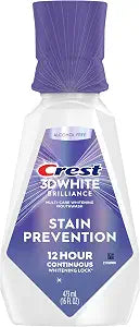 Crest 3D White Brilliance Stain Prevention Mouthwash/Rinse 473 mL- 12-Hour Stain Prevention, Alcohol Free
