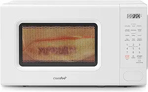 COMFEE CMO-C20M1WH Retro Microwave with 11 power levels, Fast Multi-stage Cooking, Turntable Reset Function Kitchen Timer, Speedy Cooking Weight/Time Defrost, Memory function, Children Lock, 700W