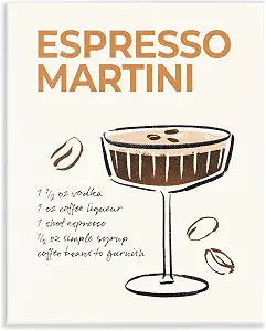Espresso Martini Recipe, 11 x 14 Inch Mounted Print on Wall Plaque
