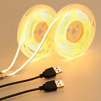 GOMING 5V 5mm Width COB USB LED Strip Warm White 3000K 4M(2pcs x 6.6ft)