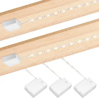 3 Pack Battery Operated LED Strip Lights for Under Cabinet, Under Counter Click Light for Kitchen Cabinet Closet Shelves (Cool White) 5000K, Without Batteries
