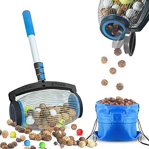 Zozen Nut Gatherer, Pecan Picker Upper, Walnut Picker Upper Roller, Side Opening Dump/Also Apply to Hickory Nuts, Chestnuts, Buckeyes, Golf, Butternuts, Objects Size 3/4'' to 2''; 1.5 Gallon