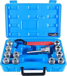 Accusize Industrial Tools Mt2 Shank Er32 Chuck with 11Pc Collets Kit, 1/8'' - 3/4'' by 16Th, Morse Taper Collet System, 0223-0303