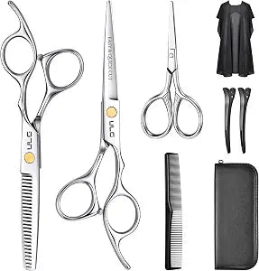 ULG 7 Pcs Hair Cutting Scissors Shears Kits with Eyebrow Scissors