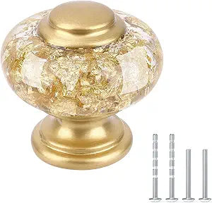 12 Pack Gold Dresser Knobs, Decorative Crystal Cabinet Drawer Pull