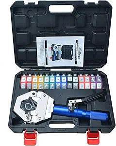 Hydraulic AC Hose Crimper 71500 with Snap-On 7 Dies, Manual Handheld A/C Hose Crimper Kit for AC Hose, Auto A/C Line Air Conditioning Repair Tool