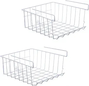 Under Shelf Storage Basket, 2-Pack, White