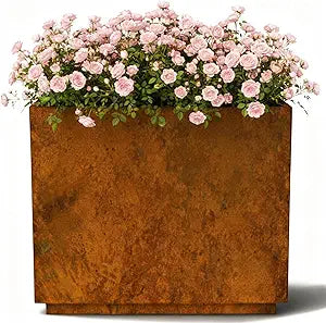 Decoroca Corten Steel Planter Box Outdoor, 14 Gauge Heavy Duty Metal Prevents Warping, for Patio Garden Divider and Privacy Screen, Arrives Un-Rusted, 24" H x 12" W x 30" L