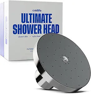 Cold Life Filtered Shower Head for Hard Water - Recommended by Gary Brecka - Wide-Face High-Pressure Shower Head with Filter - Multi-Stage Filtration for Skin & Hair, 99% Chlorine Reduction, Chrome