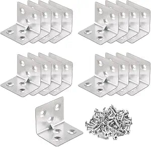 16 Pcs Stainless Steel Corner Braces,1.5"x1.2"x1.2" Heavy Duty L Brackets for Wood,90 Degree Right Angle Metal Brackets,L Brace for Furniture,Shelves,Tables,Bed Frame,DIY Projects