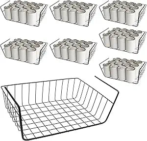 8 Pcs Under Shelf Basket, Hanging Under Cabinet Wire Storage Rack Slides Under Wire Shelves for Counter Pantry Desk Bookshelf