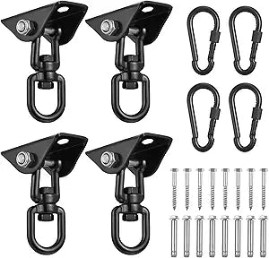 Albo 2650 LBS Heavy Duty Swing Hangers 4 Pack, 360 Swivel Ceiling Mount, Hammock Chair & Porch Swing Hardware, TRX, Yoga Swing & Punching Bag, Ceiling Mount for Wood Beam & Concrete