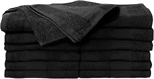 ForPro Premium Bleach Tough Salon Towels, 12ct, Black, 27" L x 16" W