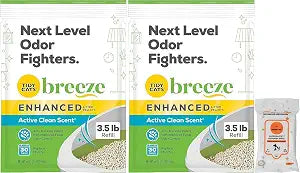 (2 Pack) Cat Breeze Enhanced Active Clean Scent Cat Litter Pellets, Refill 3.5 lb with Aurora Pet Wet Wipes