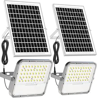Engrepo Solar Lights Outdoor IP65 Waterproof Outside Solar Powered Security Flood Light with Remote Control 3000LM Auto On/Off Dusk to Dawn Light for Wall Porch Shed Barn. 2 Pack