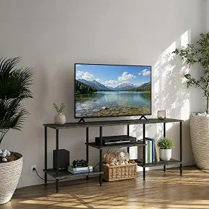 50 Inch TV Stand for Bedroom Dark Grey TV Stands with Power Outlet