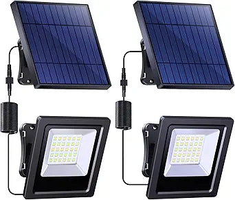Lightonight Solar Lights Outdoor, Solar Powered Flood Lights Weatherproof, Dusk to Dawn Led Solar Security Wall Lights with 16.4Ft Cable for Outside Garden, Garage, Landscape 2 Pack