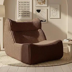 Lazy Floor Sofa, Comfy Sofa, Big Bean Bag Chairs, Fireside Chair for Living Room, Bedroom, Office (Brown, Single Seat)