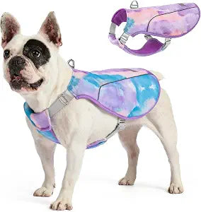 KYEESE Dog Cooling Vest, Breathable Mesh Dog Cooling Shirt for Small Dogs with D-Ring, Sun Protection Reflective Dogs Cooler Jacket with Adjustable Buckle for Summer Hiking Walking, Purple, M