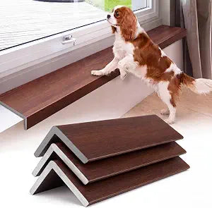 Thyle 3 Pcs Window Sill Protector, PVC Window Ledge Protector from Dog Cat Scratching, Chewing & Clawing, Cuttable Walnut Wood Grain Cover Extender for Home Furniture Protection(12 x 6 x 2 Inches)