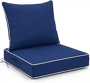 Outdoor Chair Cushions 22x22Inch, 4 Inch Thick Patio Seat Cushions with Water Repellent & Long Lasting Color Removable Cover, Tie Straps and Carry Handle for Patio Dining & Lounging (Navy Blue)