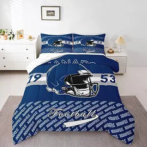 Feelyou Football Comforter Set All Season Indianapolis Bedding Set with 2 Pillow Cases Football City Microfiber Kids Queen Bedclothes Sports Games Bedroom Decor Duvet Quilt Soft Lightweight