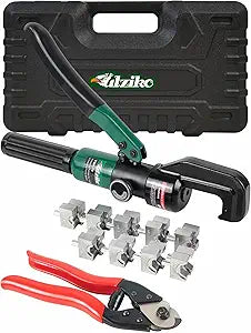 Hydraulic Crimper Tool for 1/8" 3/16" Stainless Steel Cable Railing Kit Hardware System Fittings, with Cable Cutter