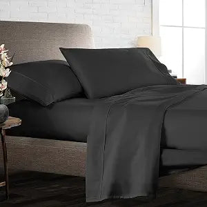 100% Cotton Fitted Bed Sheets Deep with 3 Piece - 1 Flat, 1 Deep Pocket Fitted Sheet and 1 Pillowcases (Dark Grey, Twin)