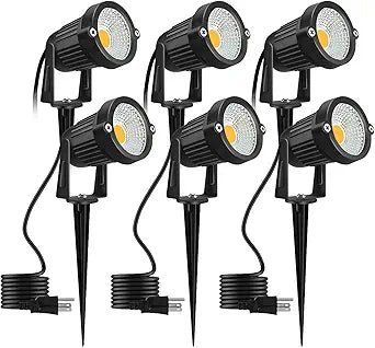 Romwish LED Landscape Spotlight 5W, Outdoor Landscape Lighting 120V Plug-in, 550LM Waterproof LED Landscape Lights, Landscape Spot Lights for Yard, Garden, Tree, Driveway, 3000K Warm White (6 Pack)