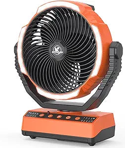 Camping Fan with Light - 20000mAh Rechargeable Battery Fan, 110Hrs Run Time, 4 Speeds, 8H Timers, 110┬░ Auto Oscillation & 270┬░ Pivot Tent Fan with Hook for Camping Power Outage, Hurricane