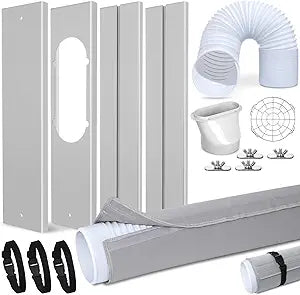 Portable Air Conditioner Window Unit Kit with Hose Universal Adjustable Seal Plate Vent Kit AC Hose Insulation Sleeve Fit 5.9" Diameter Sliding AC Vent Kit for Vertical/Horizontal Window