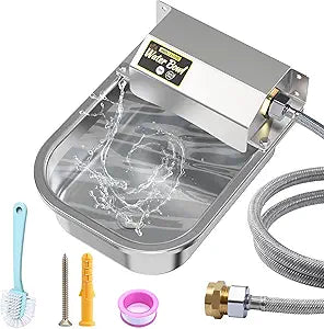 PETTEN 3L Automatic Dog Water Bowl Dispenser, Stainless Steel Self-Filling Water Bowl for Large Dogs & Outdoor Auto-Filling Fresh Water with 3/4" GHT Hose Connection