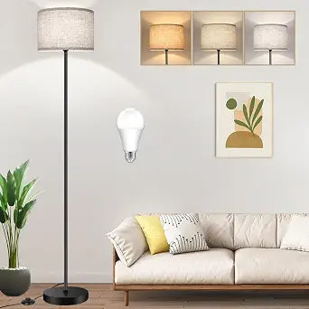 TOBUSA Floor Lamp for Living Room, Modern Standing Lamp with Drum Shade