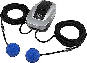 CrystalClear PondAir 2, Complete Aeration Kit, Whisper Quiet Water Garden Oxygenation Bubbler System Adds Oxygen to Koi & Fish Ponds, Outdoor Aerator Compressor Pump, Tubing & 2 Air Submersible Stone