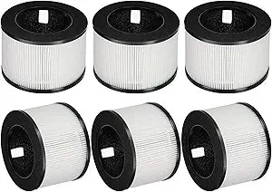 6 Pcs M01 Replacement Filters Compatible with MOOKA Air Purifier, 3-Stage H13 Grade True HEPA Filter with Activated Carbon Composite Filtration