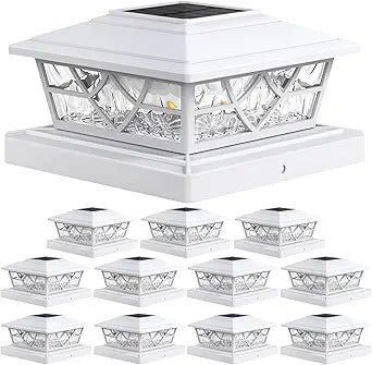 APONUO Solar Post Cap Lights 12 Pack for 4x4 5x5 6x6 Wood Vinyl Fences - Post Lights Solar Powered, IP64 Waterproof, Auto On/Off, for Deck Patio Yard (Warm & Cool White)