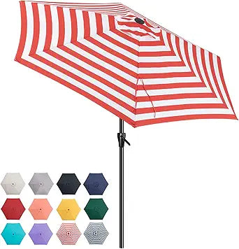 Tempera Patio Market Outdoor Table Umbrella with Push Button Tilt and Crank, Large Sun Umbrella with Sturdy Pole & Fade Resistant Canopy, Easy to Set