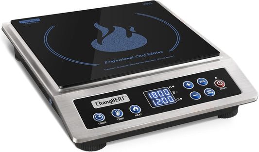 ChangBERT Induction Cooktop NSF Certified Professional Chef Edition Stove, 1800W Commericial Induction Burner with Schott Glass, Large Heating Coil Electric Hot Plate for Restaurant Hotel Food Station