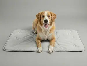 Self Cooling Mat for Dogs & Cats, 41x28.5 Soft Breathable Cold Crate Pad for Pet, Portable Washable Kennel Bed for Outdoor Summer with Non-Slip Bottom and Chill Cool Fiber, Light Gray