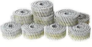 15-Degree Collated Wire Coil Siding Nails 1-3/4Inch x 0.092Inch 3600 Count Full Round-Head, Ring Shank, Hot-Dipped Galvanized for Rough Nailing of Lathing and Sheathing Materials