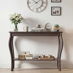 ChooChoo Narrow Console Table, Chic Accent Sofa Table, Entryway Table, Espresso
