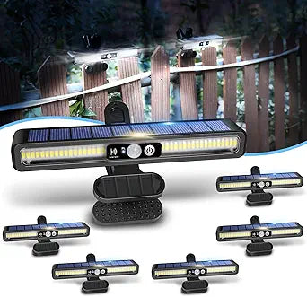 Clip On Solar Motion Lights Outdoor Waterproof, 6 Pack Motion Sensor Outdoor Lights with 36 LEDs, 6000K, Portable Solar Powered Security Light for Fence Garage Camping(Black)