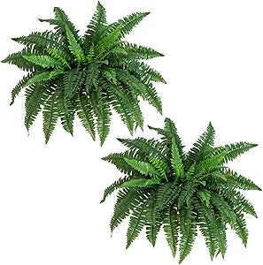 Nearly Natural 40in Hanging Artificial Boston Fern Plant Set of 2 - Realistic Faux Greenery for Indoor Home, Office, and Bathroom Decor