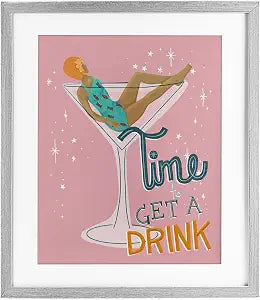 Cocktail Quote Retro Glam, 13 x 16 Inch Framed Print Under Glass