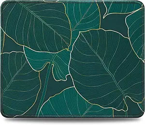 JIKIOU Mouse Pad with Stitched Edge, Portable Size-10.2x8.3in Leaf