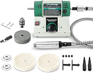Bench Buffer Polisher with Accessories Adjustable Variable Speed Multi-Function Bench Lathe Grinder Polishing Machine Tool Kit for Jewelry, Wood, Silver, Amber, Metal, Jade DIY