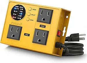 Automatic Vacuum Switch for Power Tools - Smart 30W/60W Sync, Adjustable 0-10s Shut-Off Delay Clears Hose Dust, Heavy Duty Tool Activated Outlet for Miter Saw, Router, Sander & Shop Vac, 15A 3.3ft
