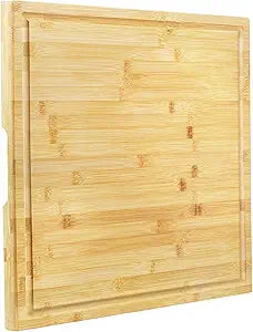 Utoplike Bamboo Cutting Board 20 x 20 inch, Large Wood Chopping Board for Kitchen, Meat, Vegetables, BBQ, Square Butcher Block with Juice Groove and handle, 1"Th